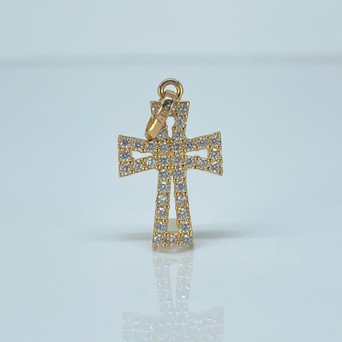 Dije Cruz Circones Blancos Oro amarillo 1,51 Gr / 2,4 Cm *