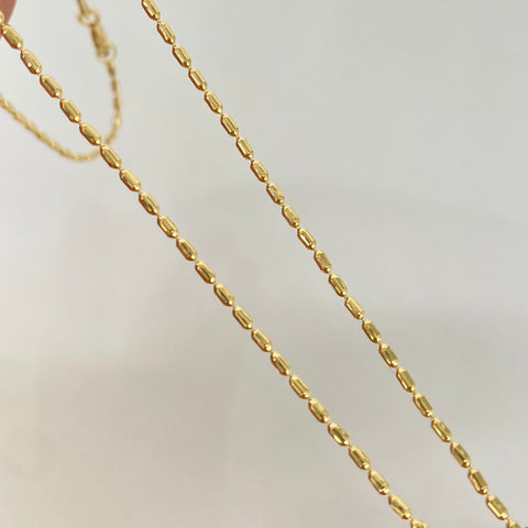 Cadena Mini Barril Oro amarillo 18k +3 / 3,46 Gr / 1,1 mm / 45 Cm †