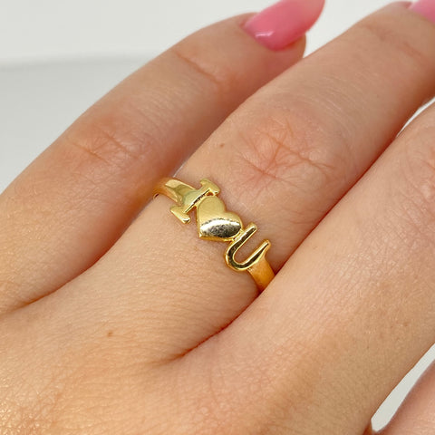 Anillo I LOVE U Oro amarillo 18k / Talla 6 1/2 / 0,9 Gr †
