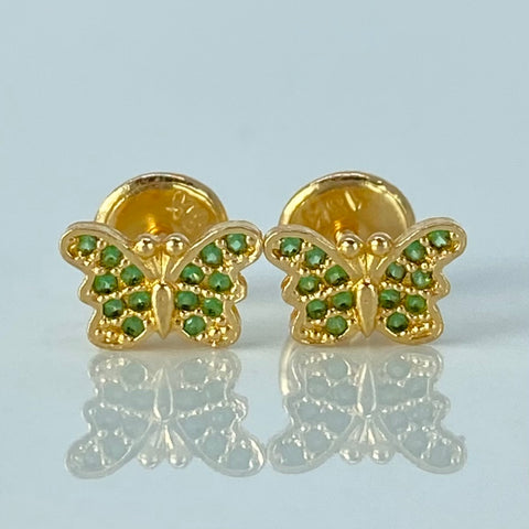 Topos Mariposa Circones Verdes Oro amarillo 0,9 Gr / 6 mm †