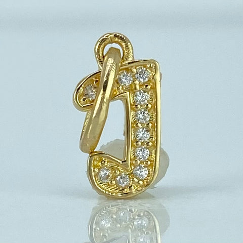 Dije Letra J Circones Blancos Oro amarillo 0,6 Gr / 1,6 Cm *