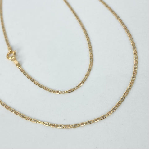 Cadena ● Escalera Plana Diamantada Tres oros 18k 1,5 Gr / 1,3 mm / 50 Cm