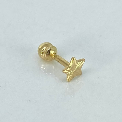 Piercing Estrella Diamantada / Oro Amarillo 18k (Joya) / 4mm / 0,3gr / 1.2cm / (Oreja) †