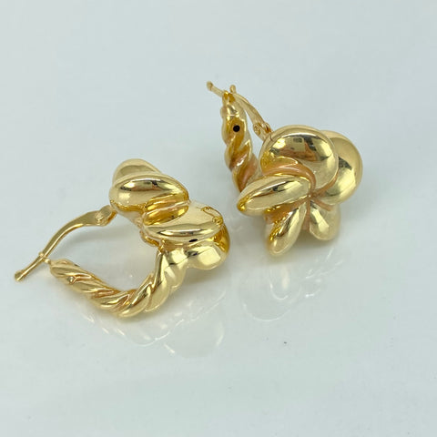Candongas ● Flor Entorchada Oro amarillo 18k +3 / 3,1 Gr / 2,5 Cm