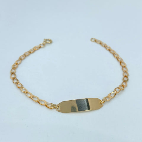 Pulso bebé Placa Rectangular Curva Espiga Oro amarillo 1,21 Gr / 2,6 mm / 15,5 Cm