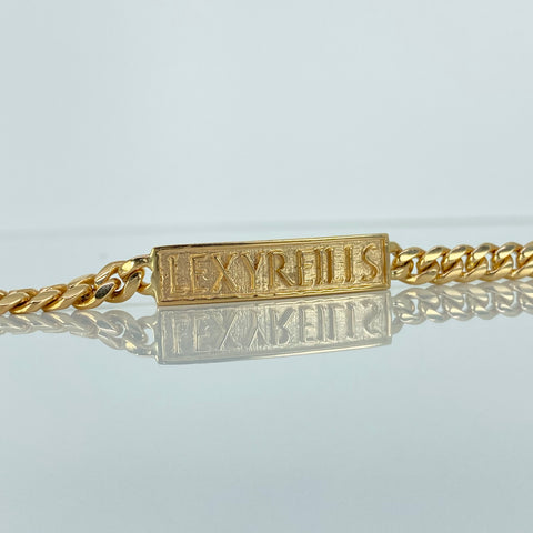 Pulso Cubano Placa Rectangular Personalizado POR FABRICACION Oro amarillo 18k 15,54 Gr / 4 mm / 19 Cm *