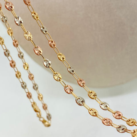 Cadena GC Diamantada Tres oros 18k 7,66 Gr / 3,3 mm / 60 Cm *
