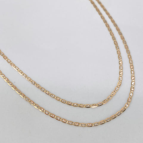 Cadena ● Escalera Plana Diamantada Tres oros 18k 2,12 Gr / 1,5 mm / 50 Cm *