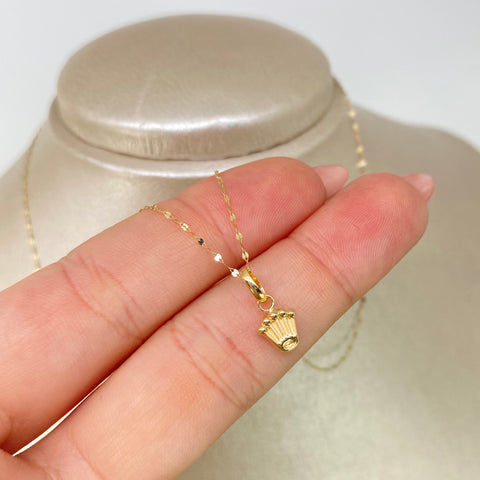 Set Cadena ● Crispeta + Dije Corona RX Oro amarillo 18k 0,6 Gr / 1 mm / 45 Cm *