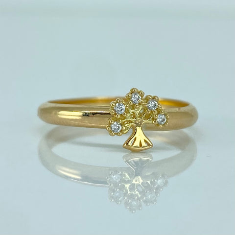Anillo Arbol Circones Blancos  Oro amarillo / Talla 6 3/4 / 0,91 Gr *