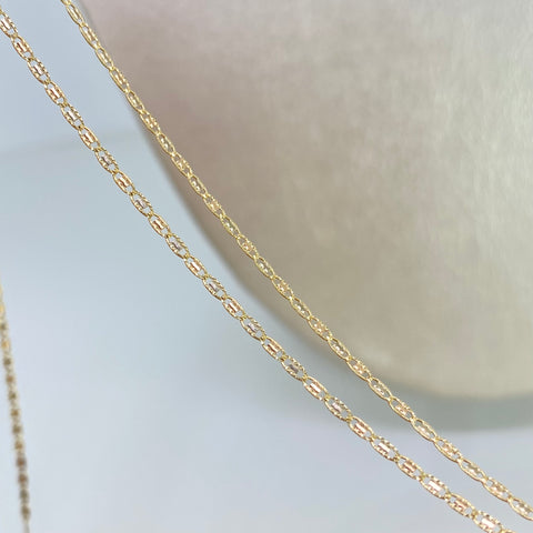 Cadena ● Escalera Plana Diamantada Tres oros 18k 2,38 Gr / 1,3 mm / 60 Cm *
