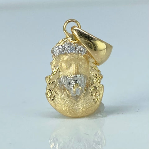 Dije Rostro Jesus Circones Blancos Oro amarillo y Oro blanco 1,93 Gr / 2,5 Cm †