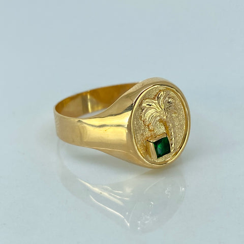 Anillo Palmera Circones Verde Oro amarillo / Talla 11 3/4 / 3,65 Gr †