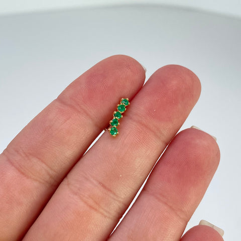 Piercing Esmeraldas / Oro Amarillo 18k (Joya) / 0,55 gr / 11,7 mm / (Oreja) †