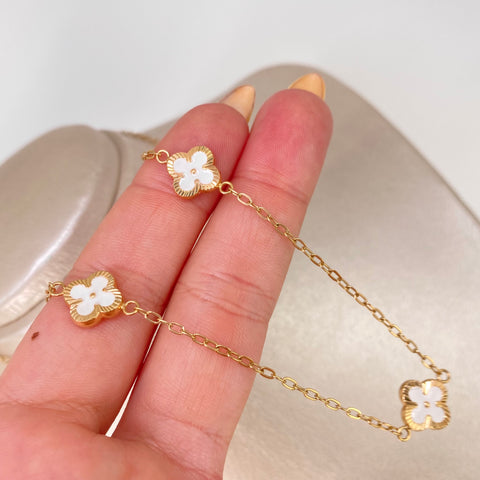 Cadena Aro Seguido Trebol Blanco Oro amarillo 5,00 Gr / 1,8 mm / 45 Cm *
