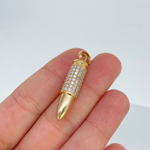 Dije Bala Circones Blancos Oro amarillo 18k 5,97 Gr / 4 Cm †