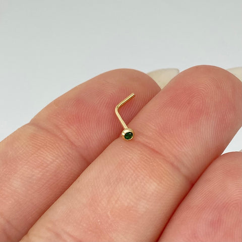 Piercing Circon Verde / Oro Amarillo 18k (Joya) / 0,12gr / 1.1cm / (Nariz)