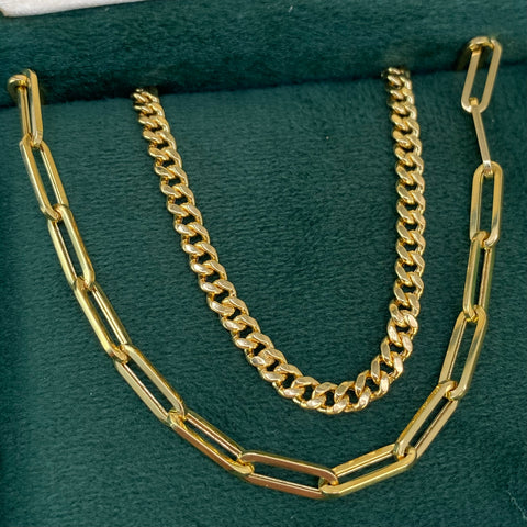 Cadena ● Cubana / Cajon Oro amarillo 18k 6,65 Gr / 3,8 mm / 45 Cm †