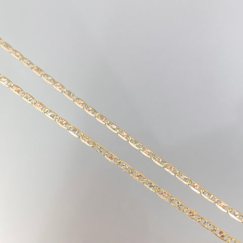 Cadena ● Escalera Plana Diamantada Tres oros 18k 2 Gr / 1,5 mm / 50 Cm *