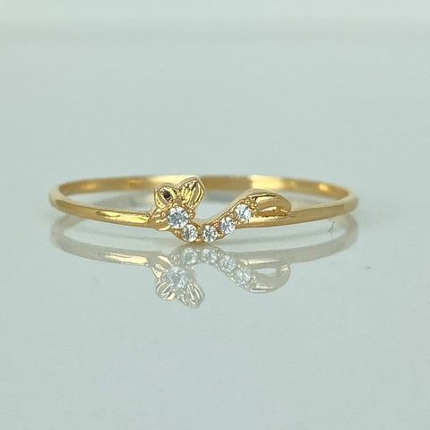 Anillo Mini Flor Circones Blancos Oro amarillo 18k / Talla 9 / 0,85 Gr