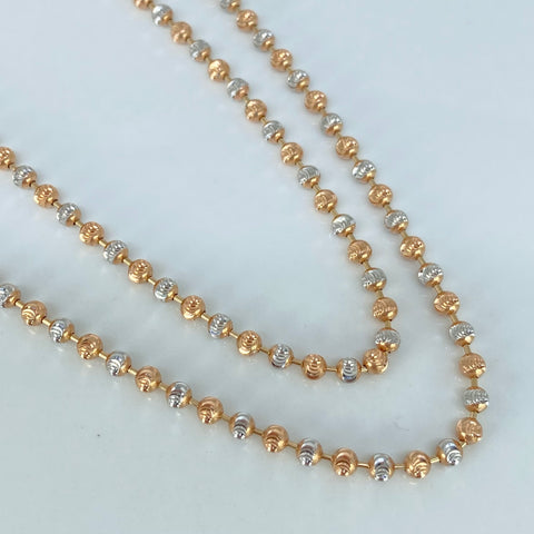 Cadena ● Militar Diamantado Luna Oro amarillo y Oro blanco 18k +3 / 15,8 Gr / 3 mm / 60 Cm †