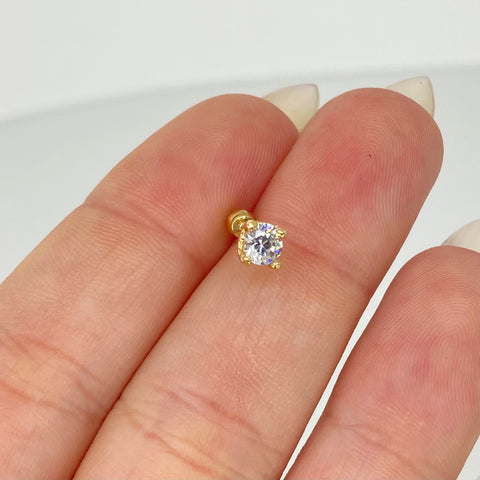 Piercing Circon Blanco / Oro Amarillo 18k (Joya) / 0,66gr / 1.4cm / (Oreja) *