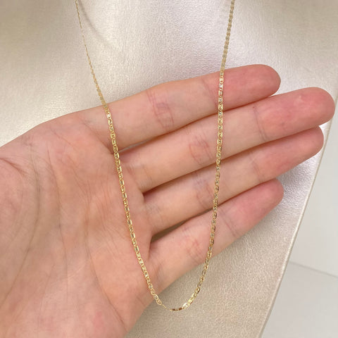 Cadena ● Escalera Plana Diamantada Tres oros 18k 1,75 Gr / 1,6 mm / 50 Cm *