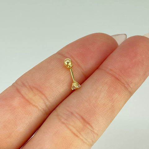 Piercing Circon Cuadrado Blanco / Oro Amarillo 18k (Joya) / 0,3gr / 3.4mm / (Oreja) †