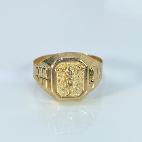 Anillo Cristo Diamantado Oro amarillo 18k / Talla 12 / 4,40 Gr