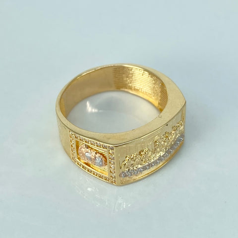 Anillo La Ultima Cena Circones Blancos Oro amarillo y Oro blanco / Talla 11 / 9,45 Gr †