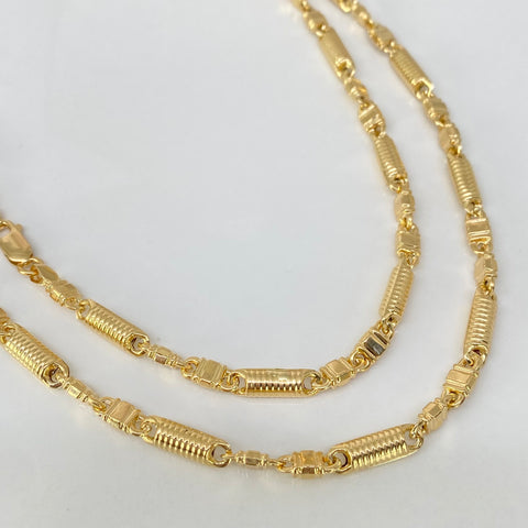Cadena Rustica Eslabones Diamantados Oro amarillo 18k 14,83 Gr / 4,4 mm / 60 Cm †
