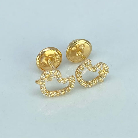 Topos Pajaro Circones Blancos Oro amarillo 0,7 Gr / 8 mm †