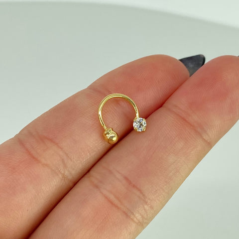 Piercing Aro Circon Blanco / Oro Amarillo 18k (Joya) / 0,45gr / 1.1cm / (Oreja)