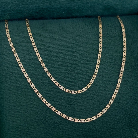 Cadena ● Escalera Plana Diamantada Tres oros 18k 2,38 Gr / 1,3 mm / 60 Cm *