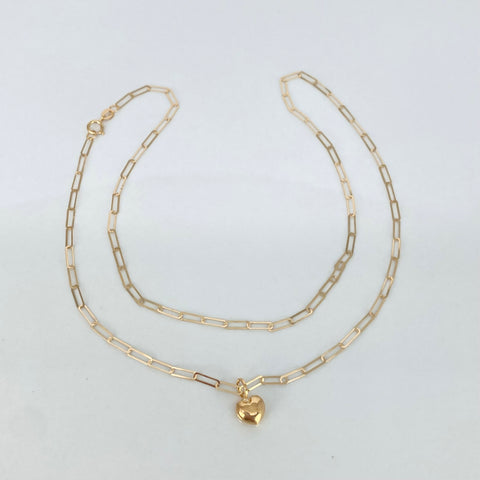 Set Cadena ● Cajon + Dije Corazon Oro amarillo 18k 1,05 Gr / 2 mm / 45 Cm *
