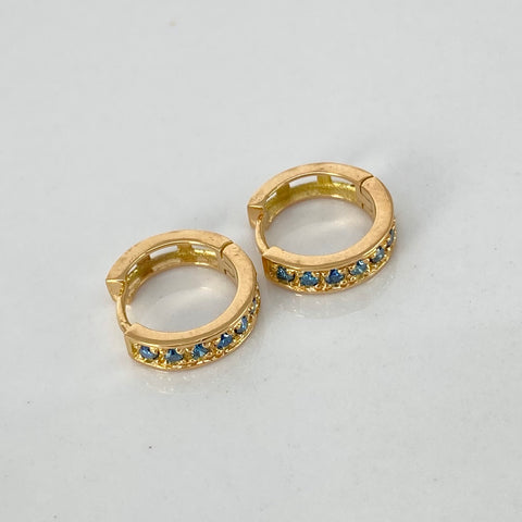 Candongas Huggys 14 Diamantes Azules 20PTS Oro amarillo 2,3 Gr / 1,2 Cm