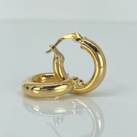 Candongas Redondas Lisas Oro amarillo 18k 2,88 Gr / 2 Cm  *