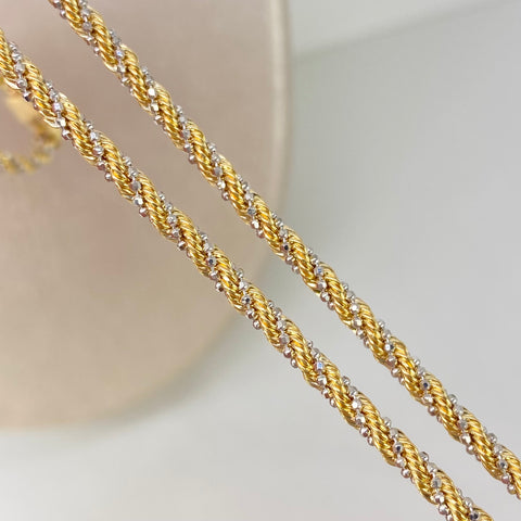 Cadena ● Lazo Trenzado Mini Militar Oro amarillo 18k +3 / 11,25 Gr / 2,8 mm / 60 Cm *