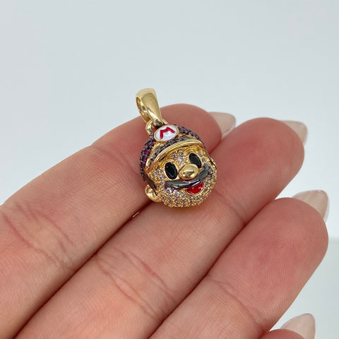 Dije Caricatura Circones Blancos Fucsias Oro amarillo 18k 4,82 Gr / 2,4 Cm  *