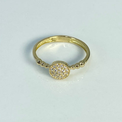Anillo Circulo Central Circones Blancos Oro amarillo 18k / Talla 6 / 1,63 Gr *