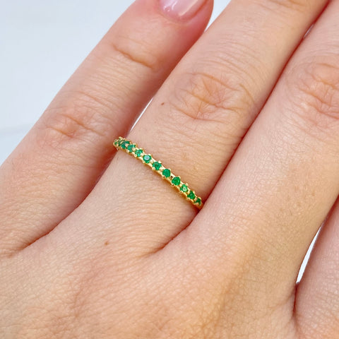 Anillo Churumbela / 14 Pts De Esmeralda Oro amarillo 18k / Talla 6 1/2 / 0,9 Gr *