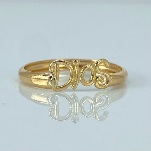 Anillo DIOS Oro amarillo 18k / Talla 7 3/4 / 0,85 Gr *