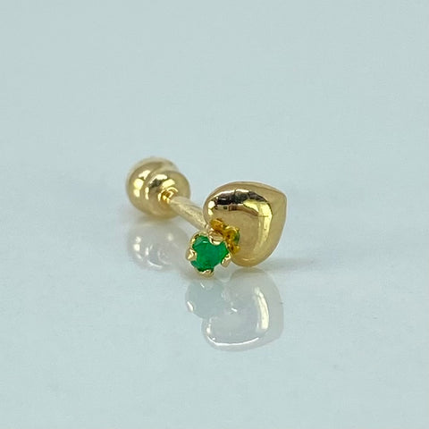 Piercing Corazon Esmeralda / Oro Amarillo 18k (Joya) / 4.5mm / 0,35gr / 1.2cm / (Oreja) †