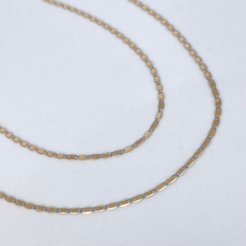 Cadena ● Plana Oro amarillo y Oro blanco 18k 1,85 Gr / 1,2 mm / 50 Cm