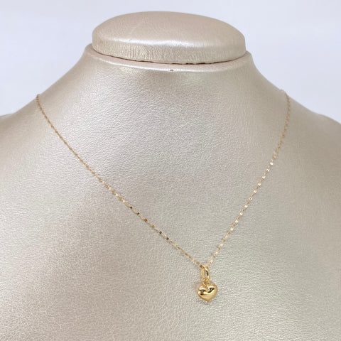 Set Cadena  Crispeta + Dije Corazon Oro amarillo 18k 0,7 Gr / 1 mm / 50 Cm *