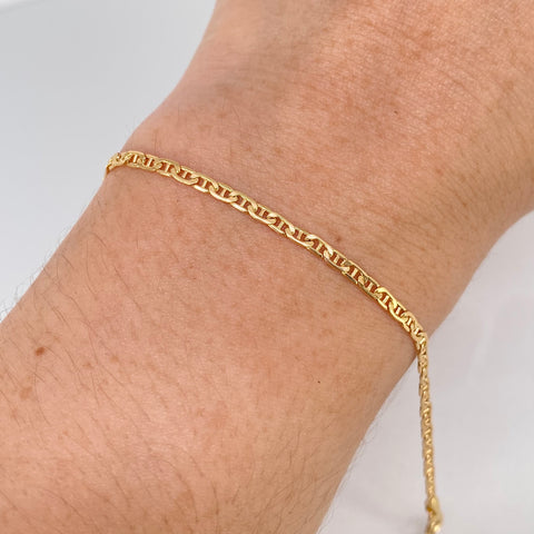 Pulso ● Escalera Plana Oro amarillo 18k +1 / 1,45 Gr / 2,2 mm / 19,3 Cm *