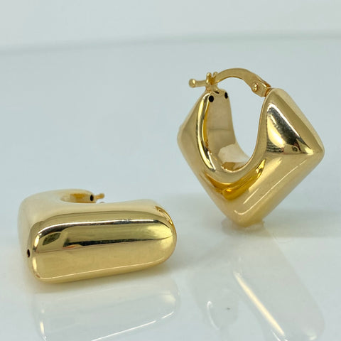 Candongas ● Lisas Rombos Oro amarillo 18k +3 / 4,15 Gr / 2,2 Cm