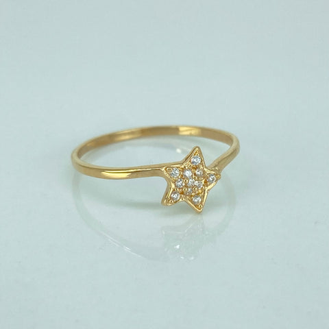 Anillo Estrella Circones Blancos Oro amarillo 18k / Talla 7 / 1 Gr