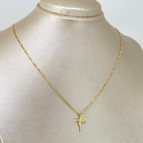 Set Cadena ● Tres Por Uno 3x1 + Dije Fe Oro amarillo 18k 1,6 Gr / 1,7 mm / 45 Cm *