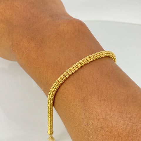 Pulso ● Punto Cuadrado Diamantado Oro amarillo 18k +3 / 11,3 Gr / 4 mm / 21,5 Cm *